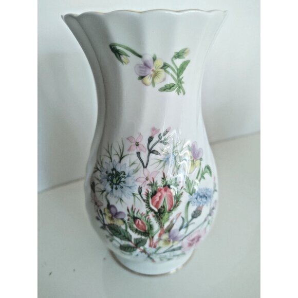 Aynsley Bone China Vase 6" - Wild Tudor Floral Pattern - Picture 1 of 10